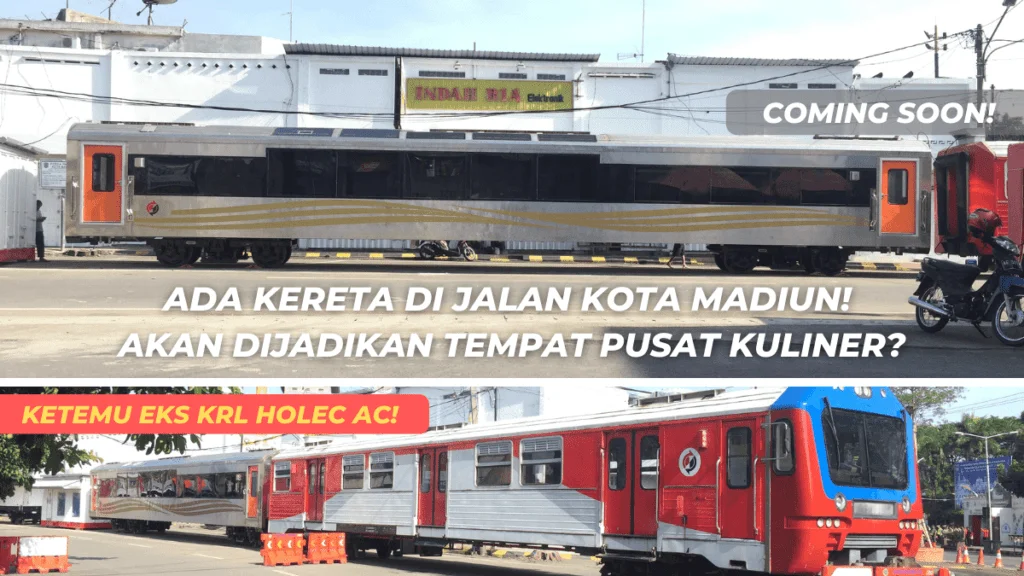Kereta Panoramic dan KRL Holec di Jalan Bogowonto, Kota Madiun