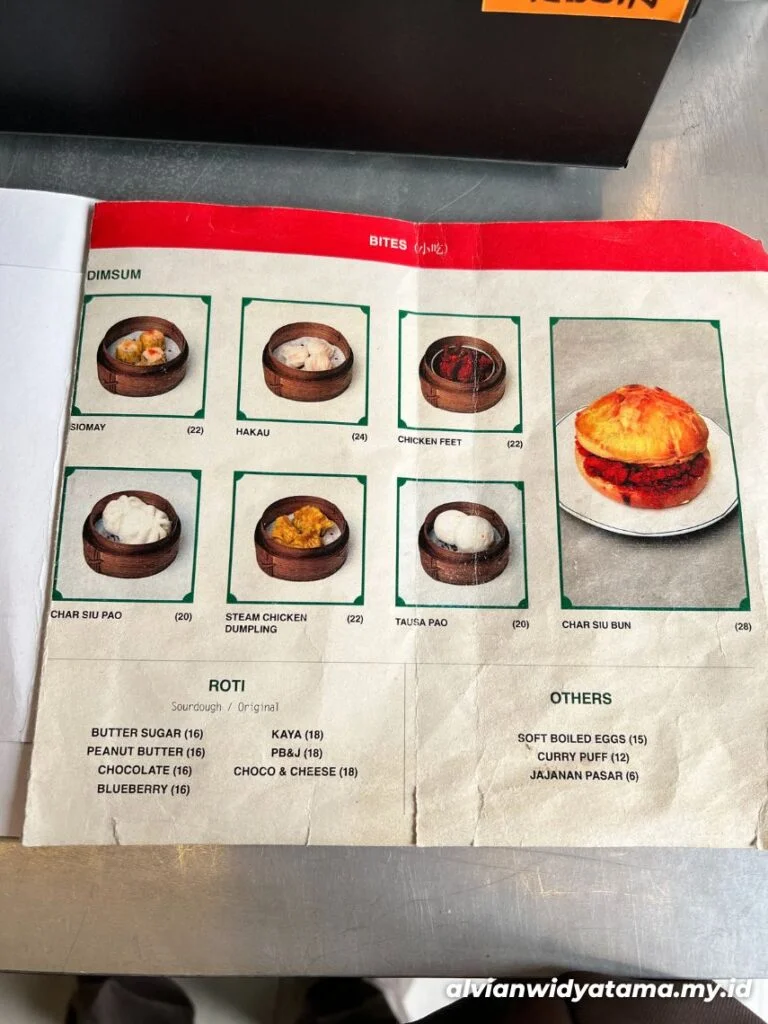 Menu makanan di Toko Kopian, Coffee shop di Cikini, Jakarta