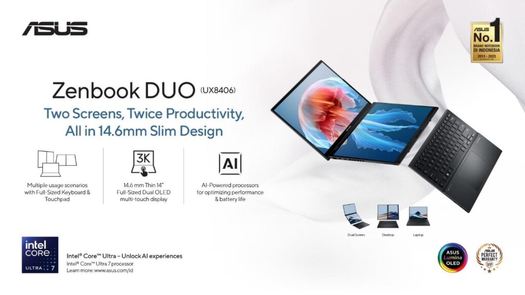 ASUS Zenbook DUO, Laptop Dual-Screen OLED Terbaik di Dunia 1 ASUS Zenbook DUO