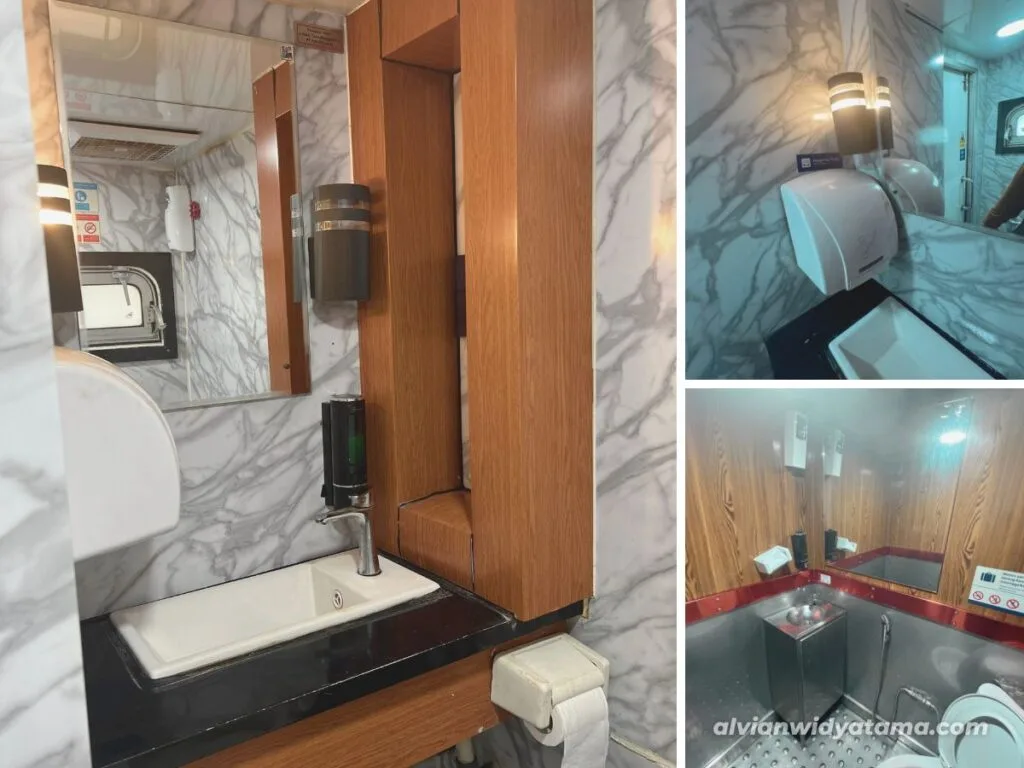 Interior toilet Kereta Api Manahan yang telah dilakukan peremajaan.