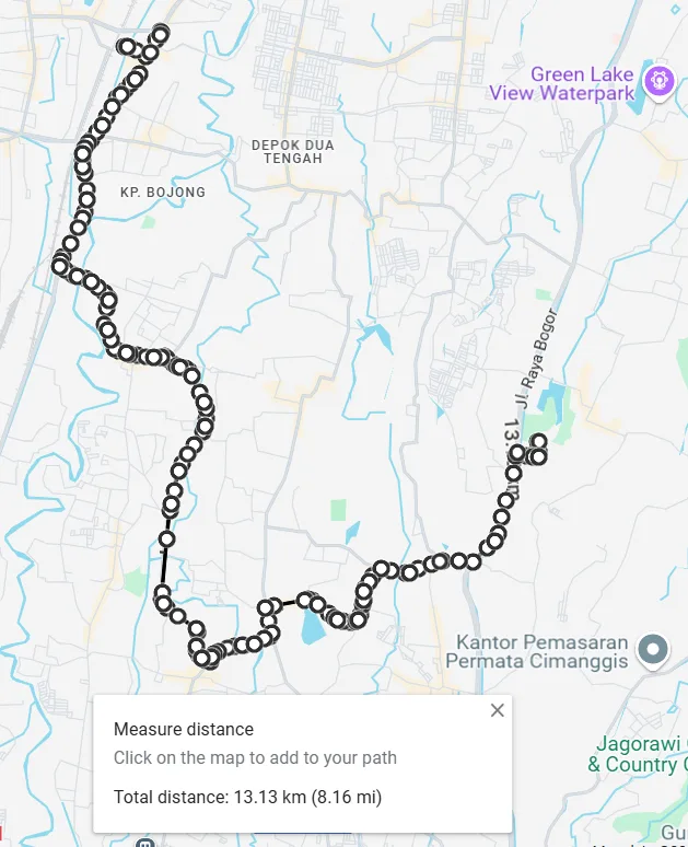 Gambaran rute angkot Mikrotrans Depok (Angkot AC Depok) trayek D.10A
